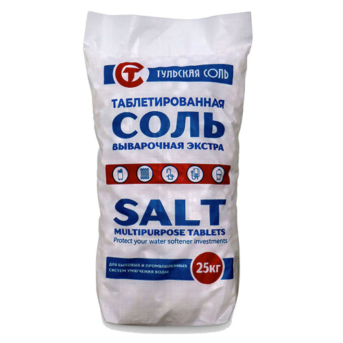 Таблетированная соль Тульская, 99,8%, 25кг изображение