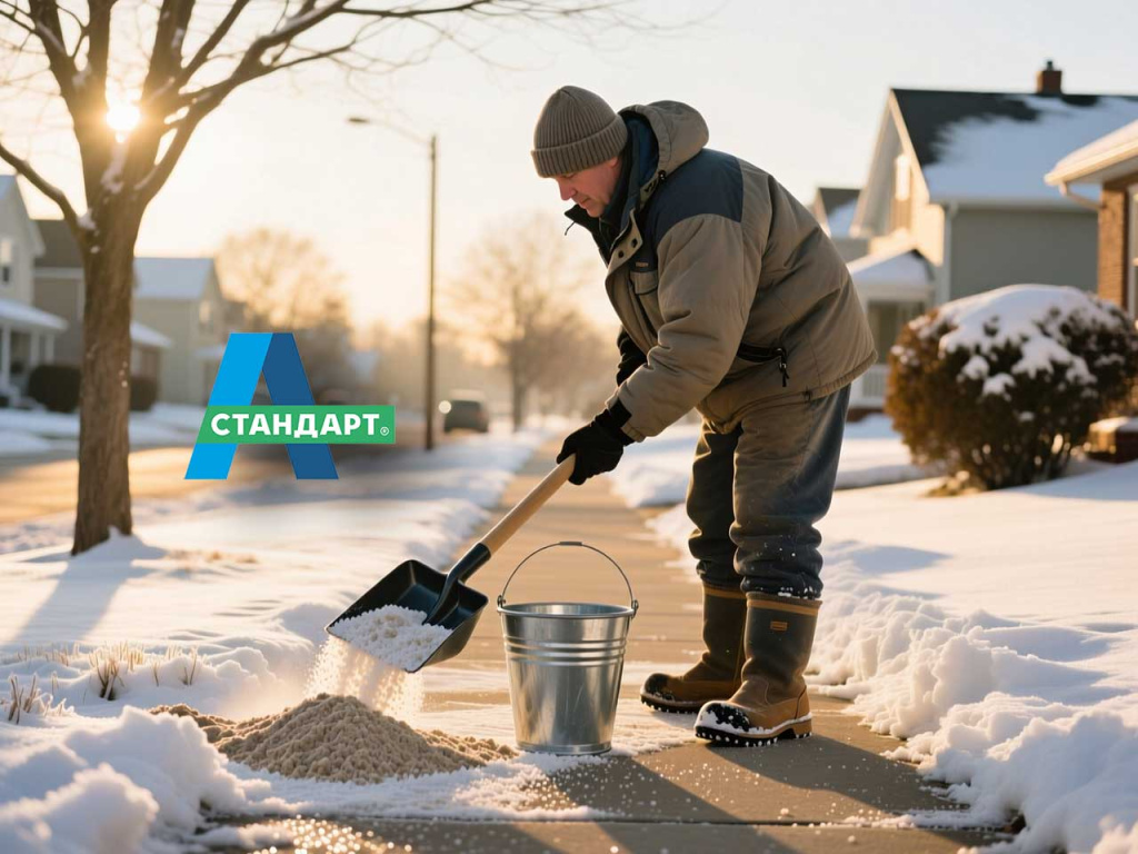Посыпка пескосолью пригородных улиц