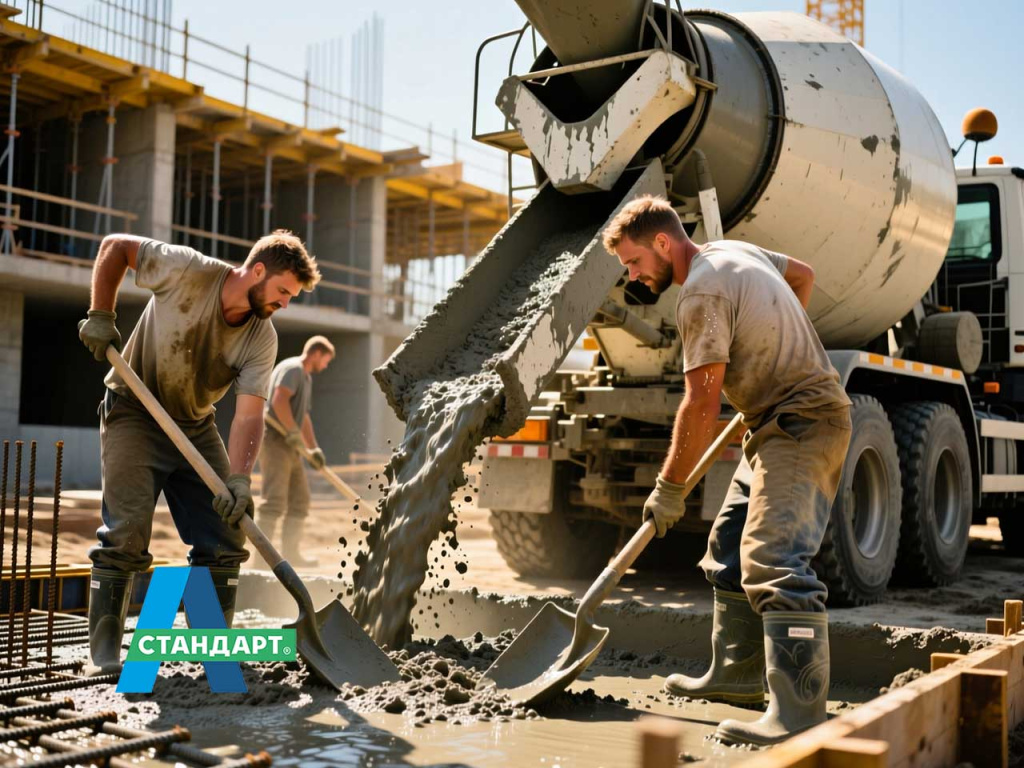 Бетонные работы, заливка фундамента