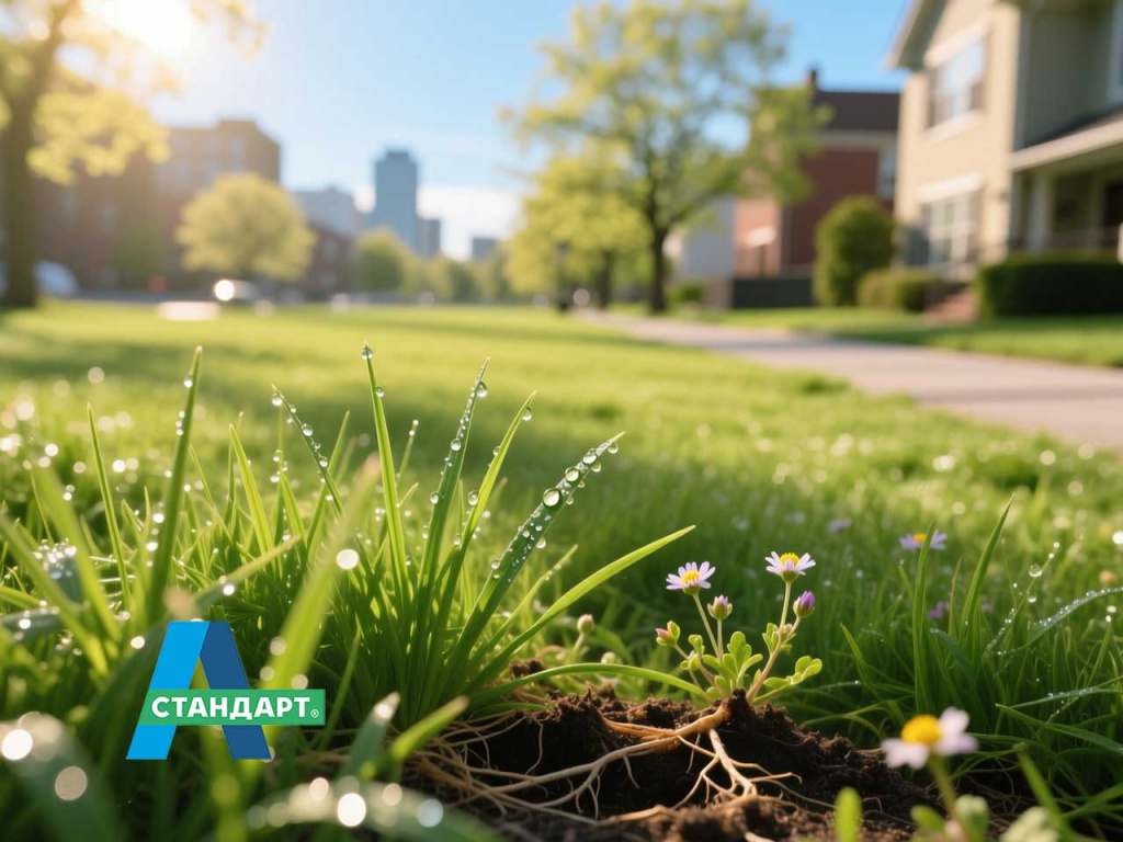 Газонная трава в пригороде