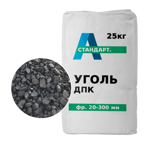 Уголь для отопления марки ДПК А-Стандарт, 25 кг, фракция 20-300 мм фото