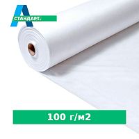 Полотно нетканое термоскрепленное (спанбонд) 100 г/м2, 3,2 м × 100 м, белое премиум